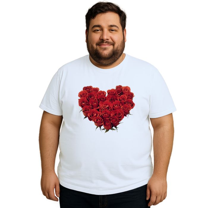Camiseta Coração De Rosas Estampa Personalizada