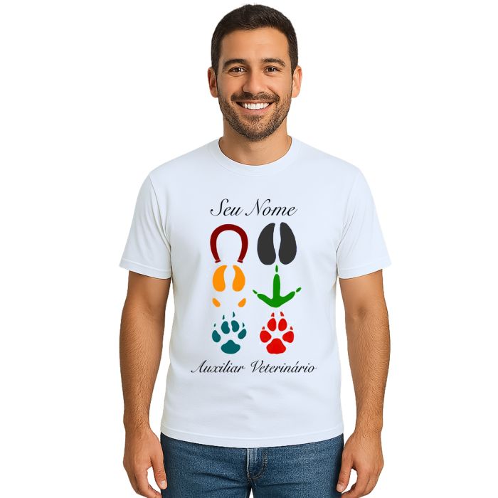 Camiseta Auxiliar Veterinário Estampa Personalizada