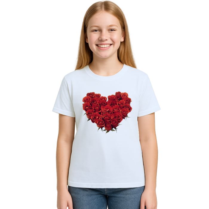 Camiseta Coração De Rosas Estampa Personalizada
