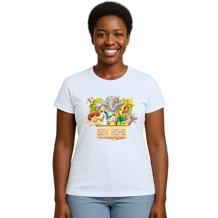 Camiseta Safari Kids Animais Estampa Personalizada