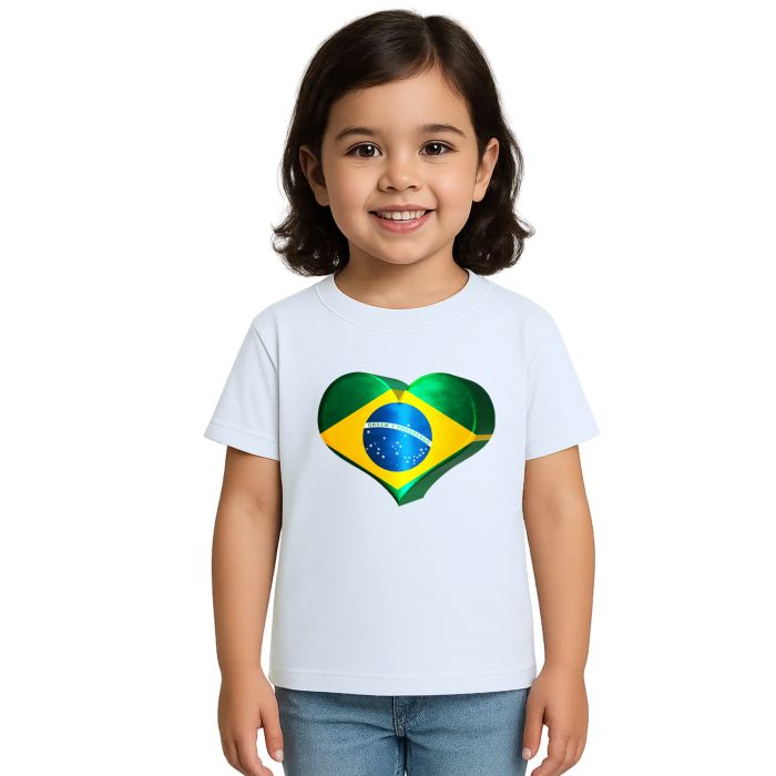 Camiseta Brasil Coração Amor Estampa Personalizada