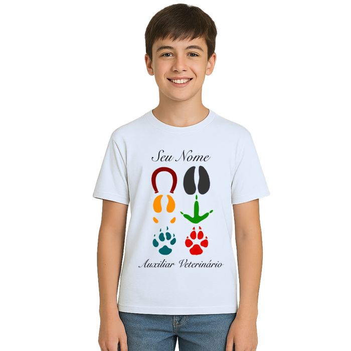 Camiseta Auxiliar Veterinário Estampa Personalizada