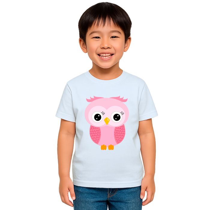 Camiseta Coruja Rosa Corujinha Estampa Personalizada