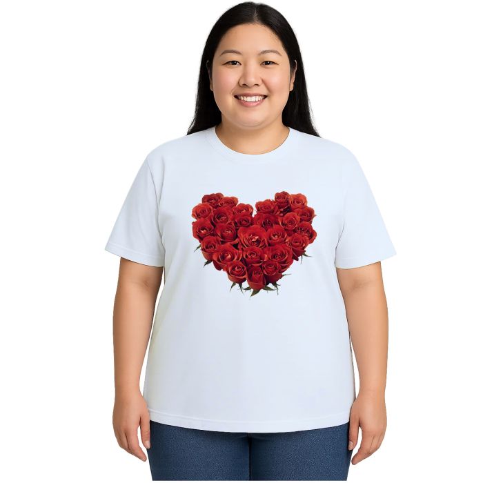 Camiseta Coração De Rosas Estampa Personalizada