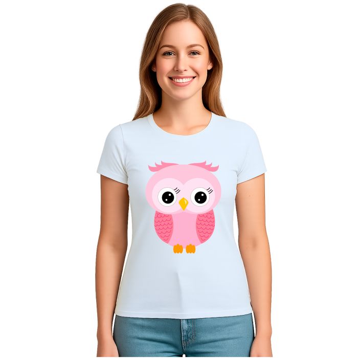 Camiseta Coruja Rosa Corujinha Estampa Personalizada