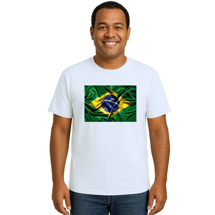 Camiseta Brasil Bandeira Torcida Estampa Personalizada
