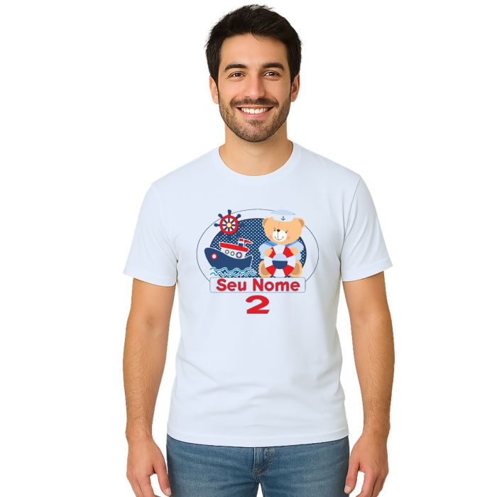 Camiseta Ursinho Marinheiro Boat Estampa Personalizada