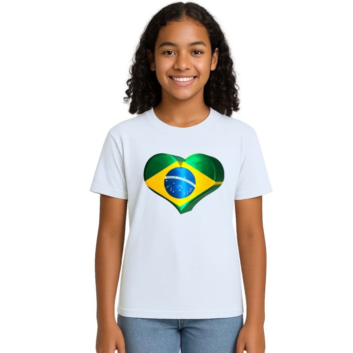 Camiseta Brasil Coração Amor Estampa Personalizada