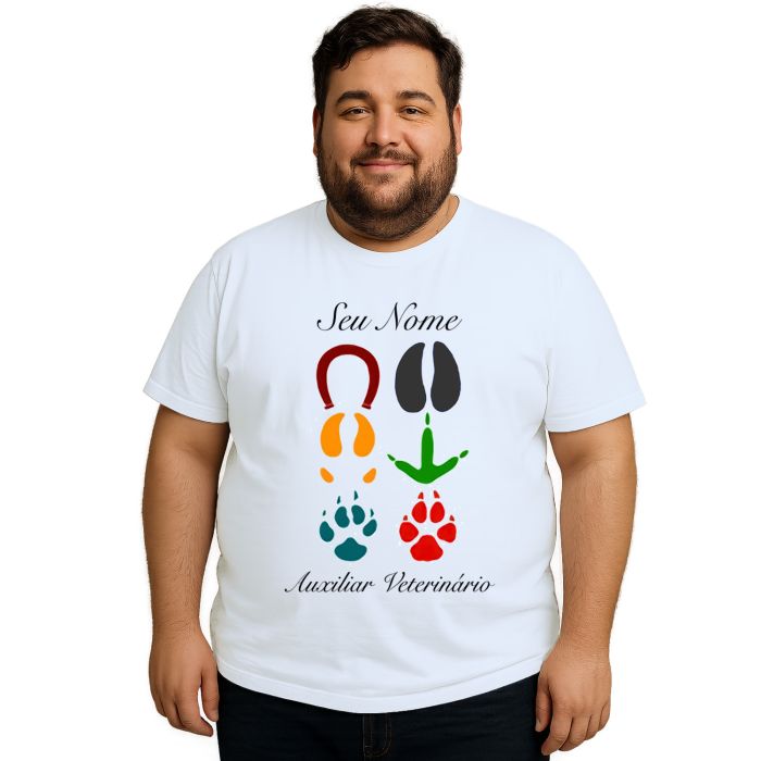 Camiseta Auxiliar Veterinário Estampa Personalizada