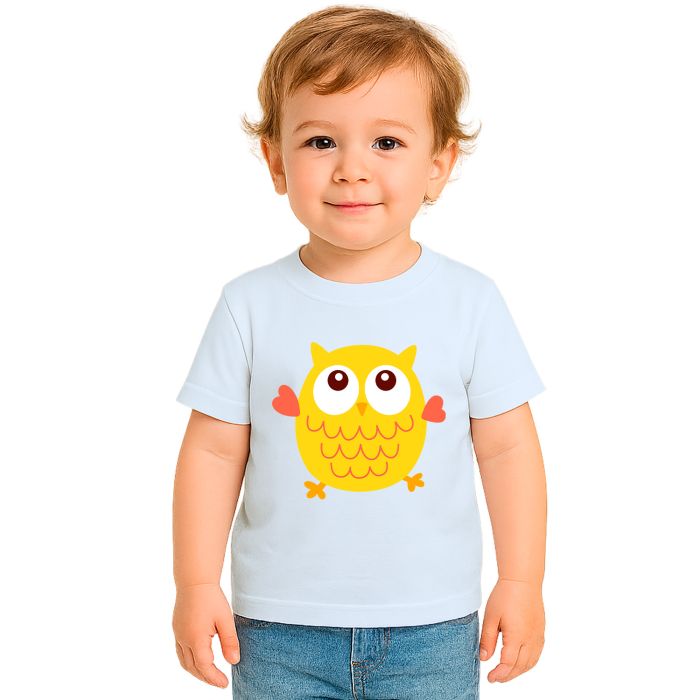 Camiseta Coruja Amarela Owl Estampa Personalizada
