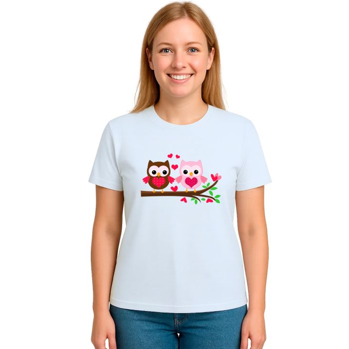 Camiseta Corujas Corações Corujinha Estampa Personalizada