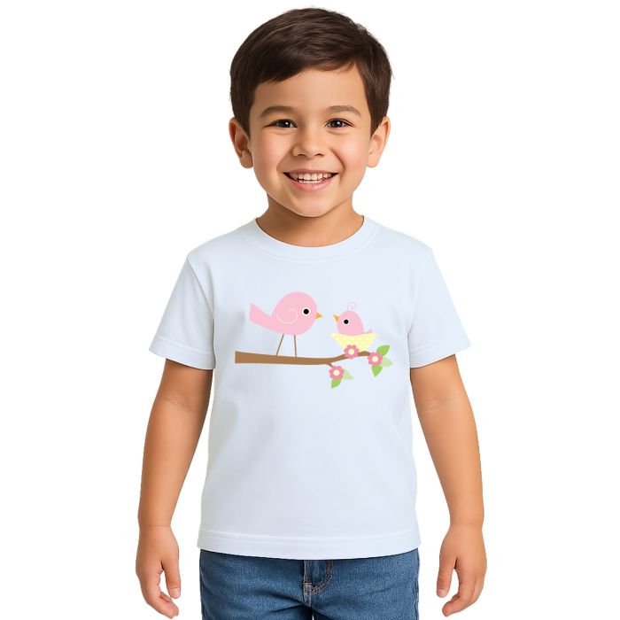 Camiseta Pássaros Mãe e Filha Estampa Personalizada