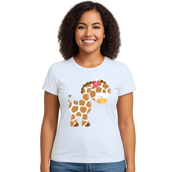 Camiseta Girafa Mini Florzinha Estampa Personalizada