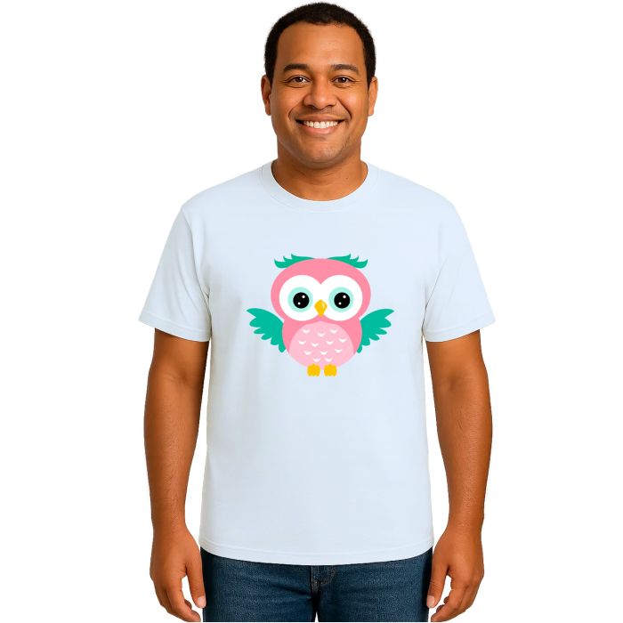 Camiseta Coruja Rosa Asas Corujinha Estampa Personalizada