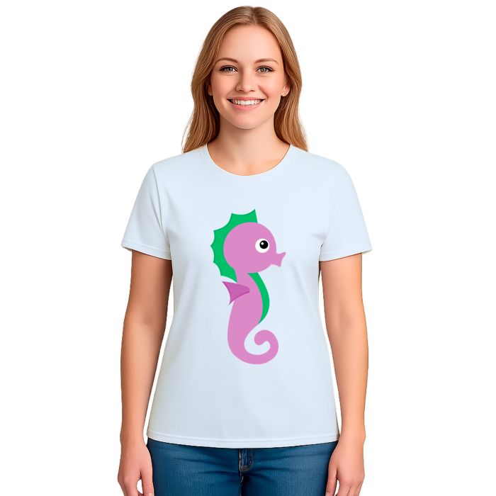Camiseta Cavalo Marinho Roxo Estampa Personalizada