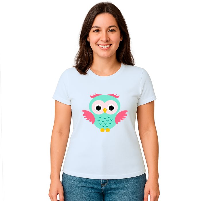 Camiseta Coruja Verde Asas Estampa Personalizada