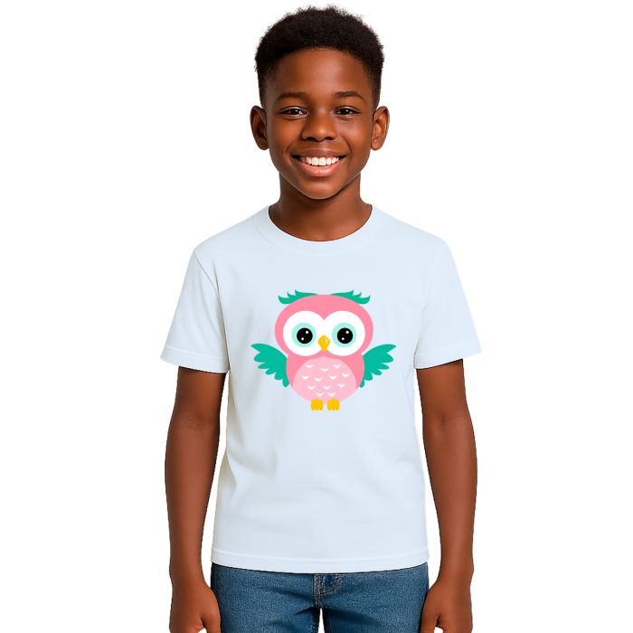 Camiseta Coruja Rosa Asas Corujinha Estampa Personalizada
