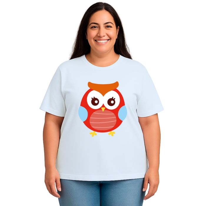 Camiseta Coruja Vermelha Pose Estampa Personalizada
