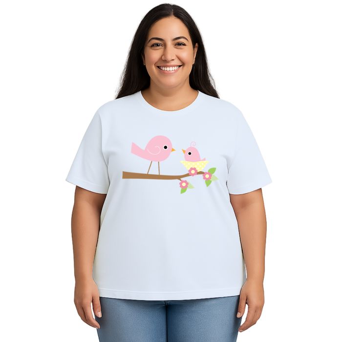 Camiseta Pássaros Mãe e Filha Estampa Personalizada