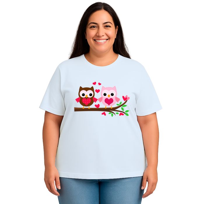 Camiseta Corujas Corações Corujinha Estampa Personalizada