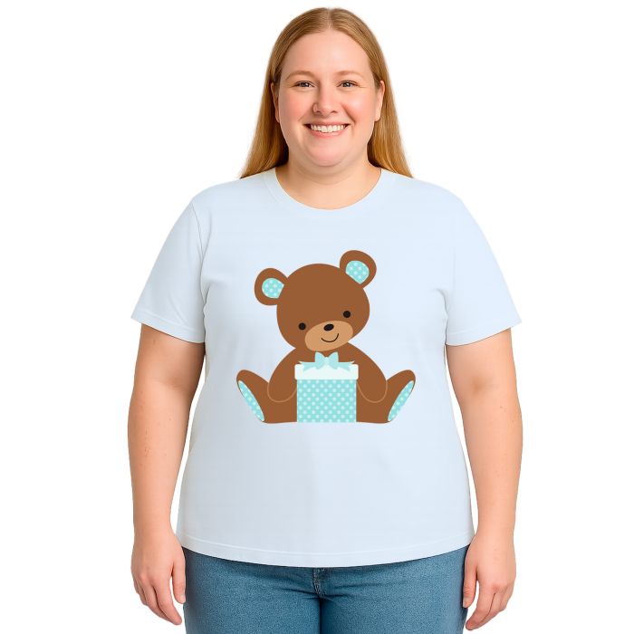 Camiseta Ursinho Presente Azul Estampa Personalizada