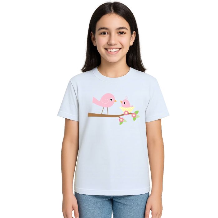 Camiseta Pássaros Mãe e Filha Estampa Personalizada