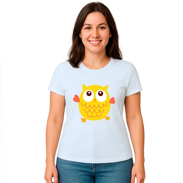 Camiseta Coruja Amarela Owl Estampa Personalizada
