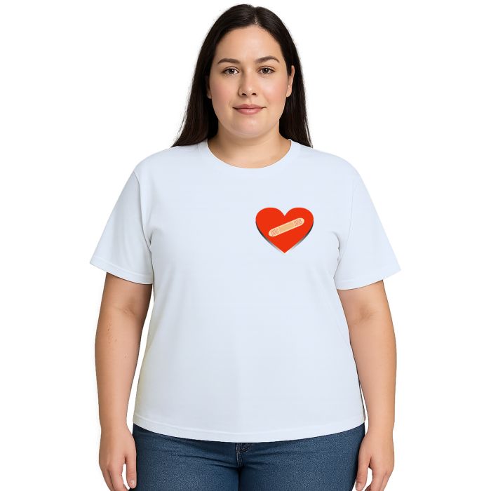 Camiseta Coração Band Aid Curativo Estampa Personalizada