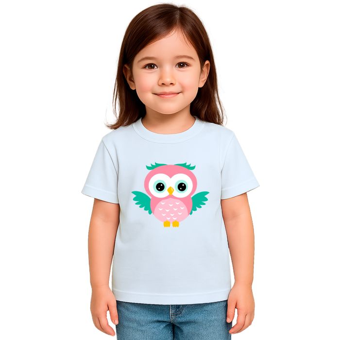 Camiseta Coruja Rosa Asas Corujinha Estampa Personalizada