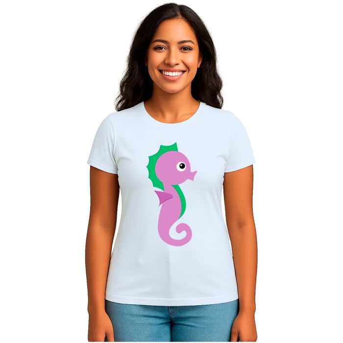 Camiseta Cavalo Marinho Roxo Estampa Personalizada