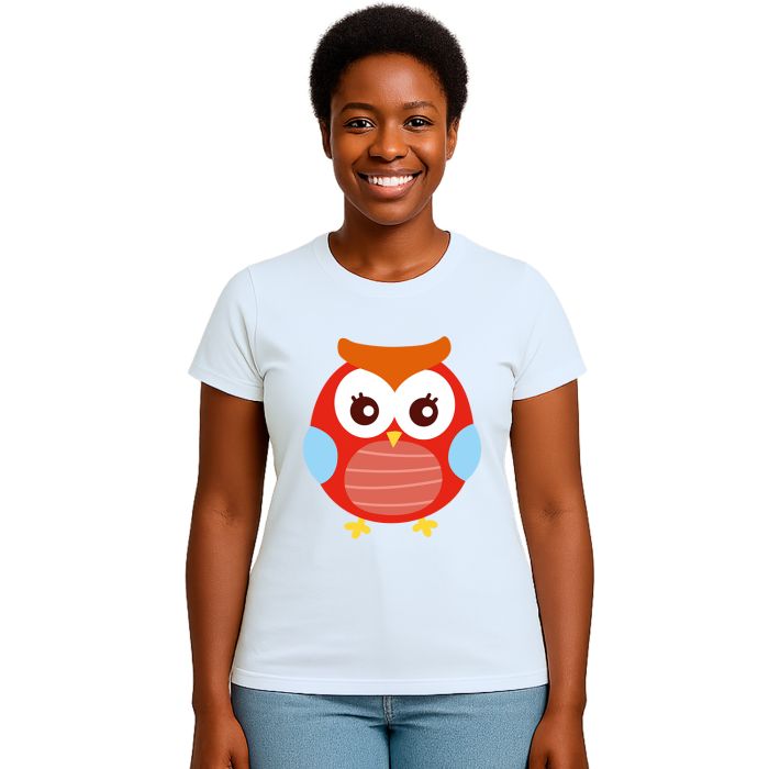 Camiseta Coruja Vermelha Pose Estampa Personalizada