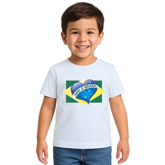 Camiseta Amo O Brasil Torcida Estampa Personalizada