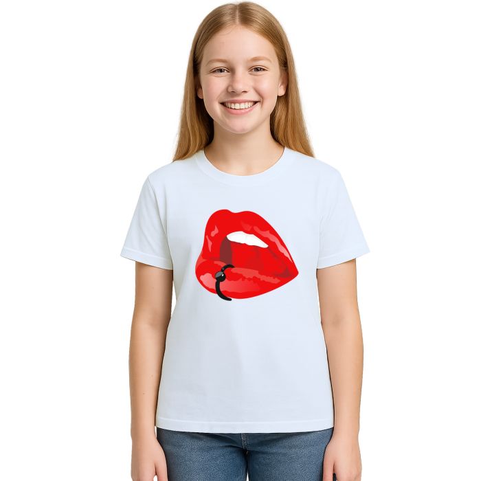 Camiseta Boca Piercing Criativa Estampa Personalizada