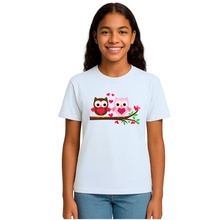 Camiseta Corujas Corações Corujinha Estampa Personalizada