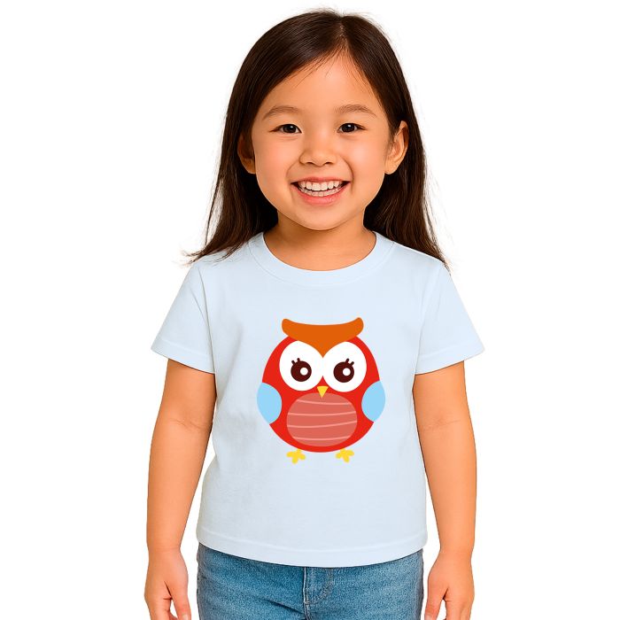 Camiseta Coruja Vermelha Pose Estampa Personalizada