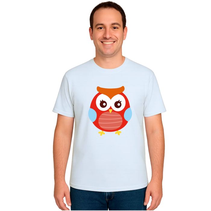 Camiseta Coruja Vermelha Pose Estampa Personalizada