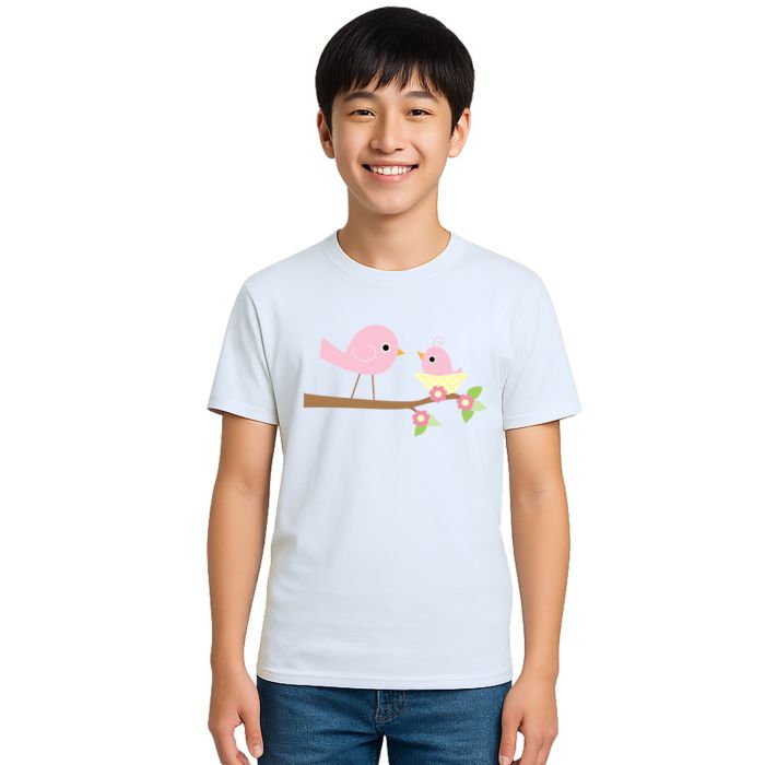 Camiseta Pássaros Mãe e Filha Estampa Personalizada