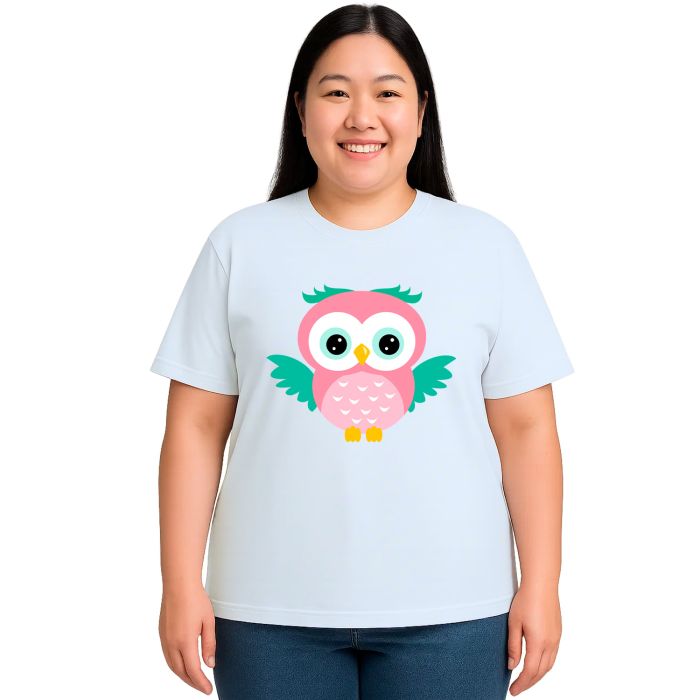 Camiseta Coruja Rosa Asas Corujinha Estampa Personalizada