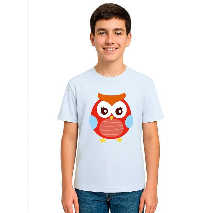 Camiseta Coruja Vermelha Pose Estampa Personalizada