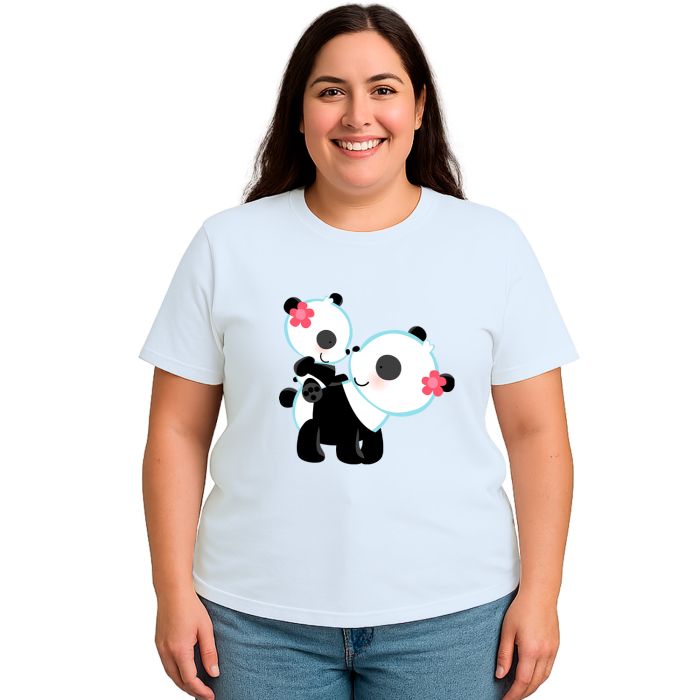 Camiseta Ursinhas Panda Mãe e Filha Personalizada