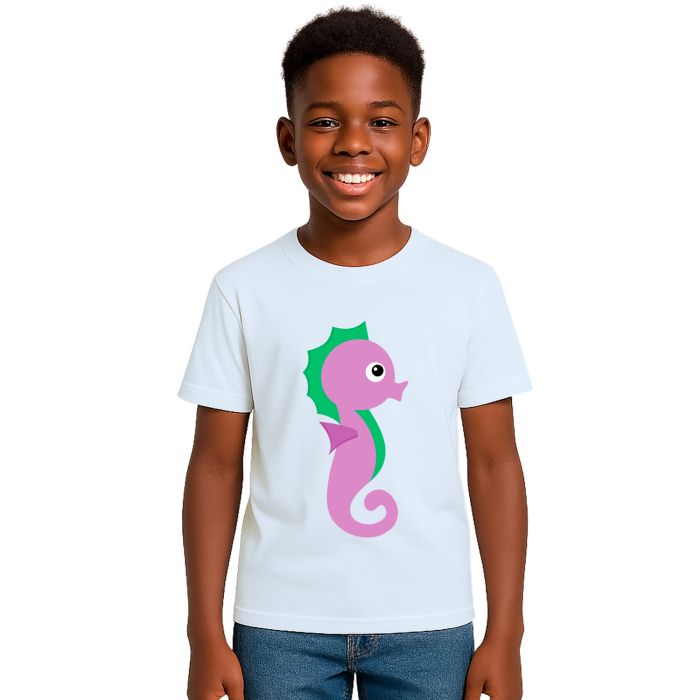 Camiseta Cavalo Marinho Roxo Estampa Personalizada