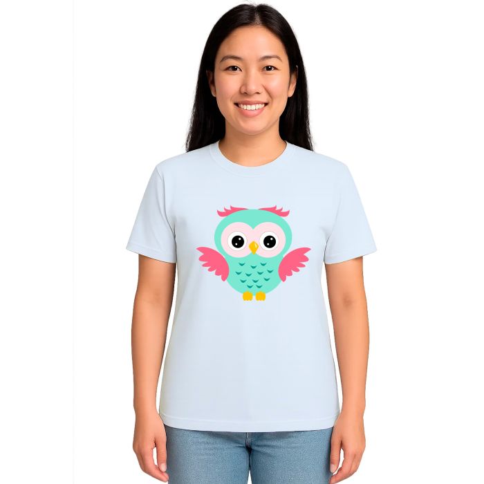 Camiseta Coruja Verde Asas Estampa Personalizada