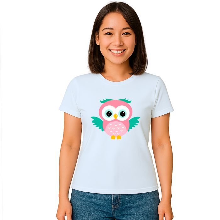 Camiseta Coruja Rosa Asas Corujinha Estampa Personalizada