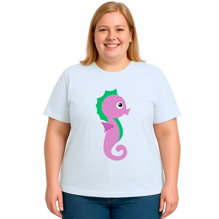 Camiseta Cavalo Marinho Roxo Estampa Personalizada