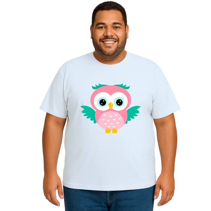 Camiseta Coruja Rosa Asas Corujinha Estampa Personalizada