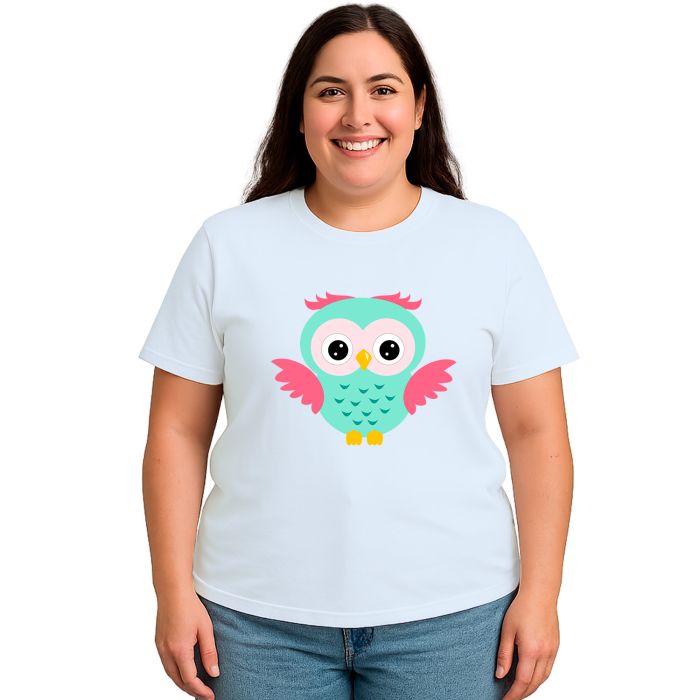 Camiseta Coruja Verde Asas Estampa Personalizada