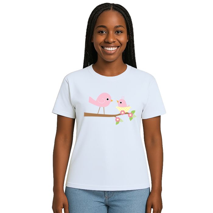 Camiseta Pássaros Mãe e Filha Estampa Personalizada