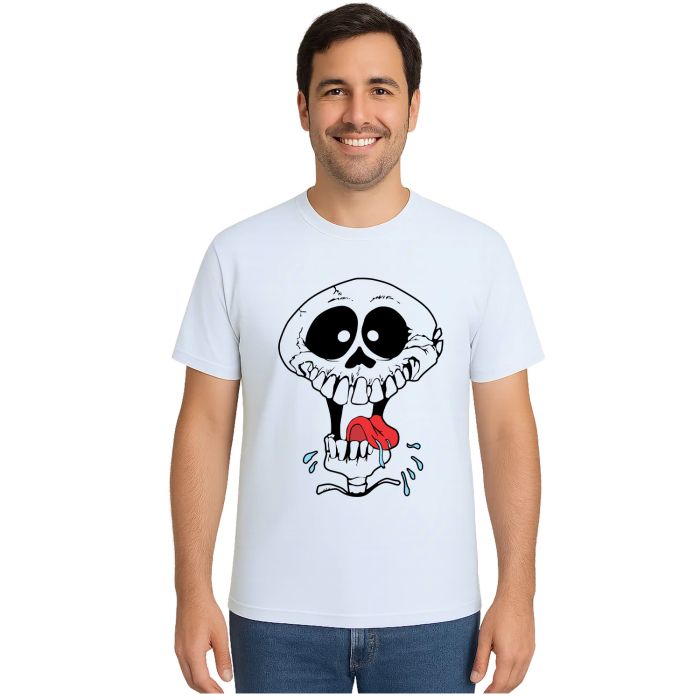 Camiseta Caveira Louca Divertida Estampa Personalizada