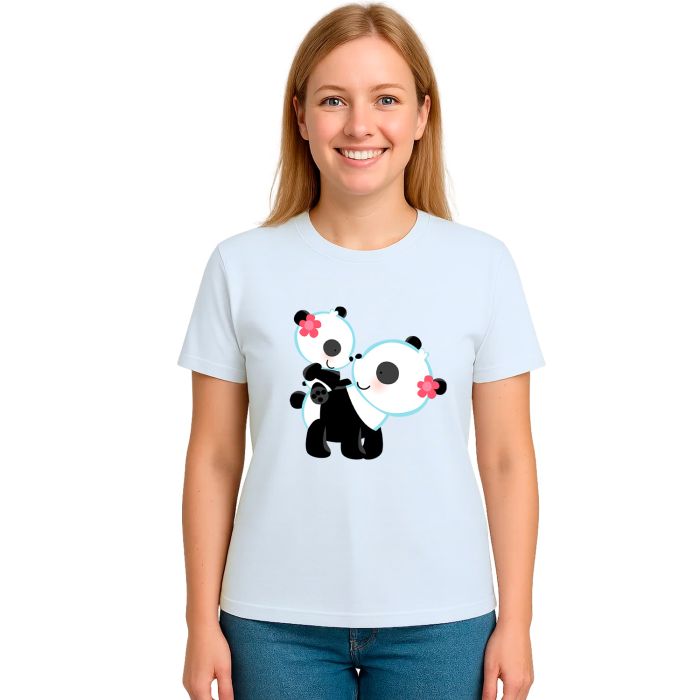 Camiseta Ursinhas Panda Mãe e Filha Personalizada