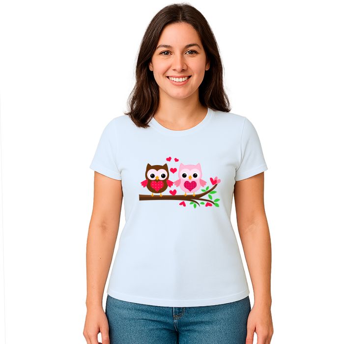 Camiseta Corujas Corações Corujinha Estampa Personalizada